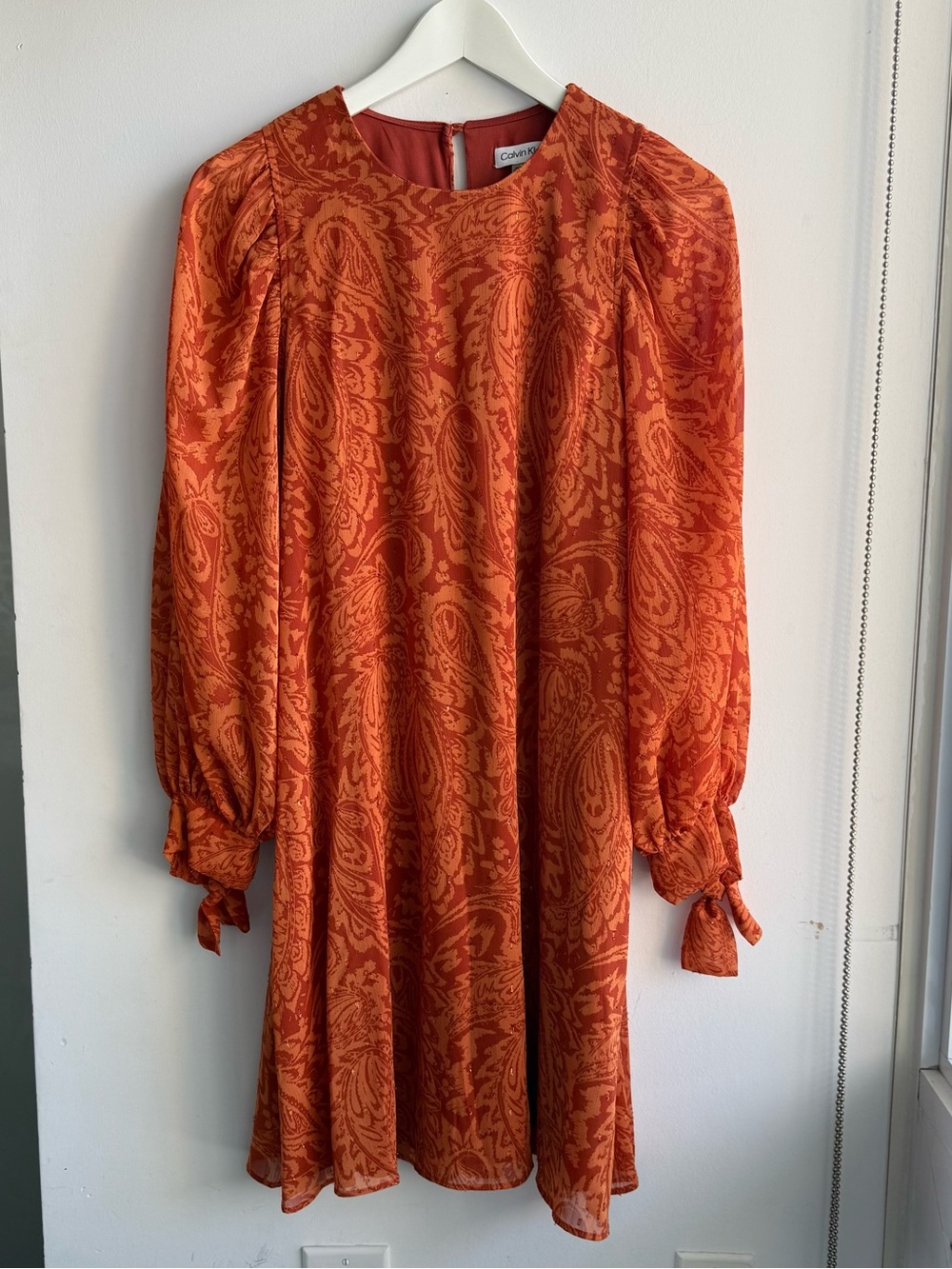 Calvin Klein Orange Paisley Shift Dress